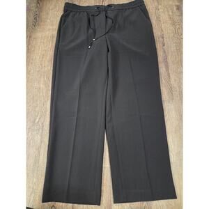 Talbots Flowy Wide Leg Elastic Waist Casual Pants Solid Black Size XL